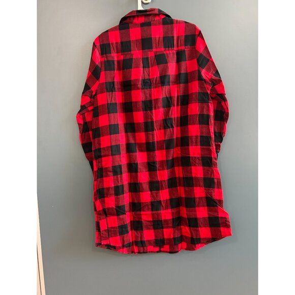 NWT Women's M Wondershop's Holiday Buffalo Check Plaid Flannel Nightshirt - Picture 5 of 5